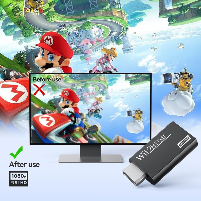 GANA Wii to hdmi Converter, wii to hdmi Adapter, wii to hdmi1080p 720p Connector Output Video & 3.5mm Audio - Supports All Wii Display Modes - Image 5